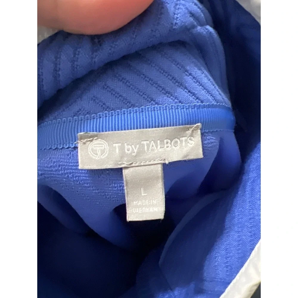 T By Talbots Womens Blue Mock Neck Pullover L
